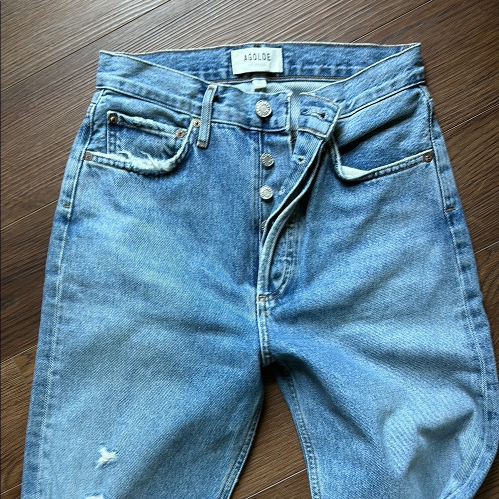 Agolde Organic Denim Straight Leg Button-Fly Jeans 25